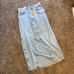 Levi's Light Blue Denim Long Slit Skirt